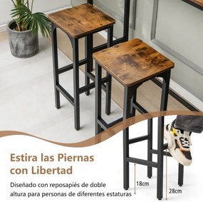 Conjunto de 2 bancos de bar com 71,5 cm de altura e estrutura metálica com apoio para os pés para sala de jantar Cozinha Pub Restaurante Castanho