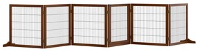 Pawhut Barreira de Segurança para Cães Dobrável em Madeira de Pinho 432x36x70 cm Café | Aosom Portugal
