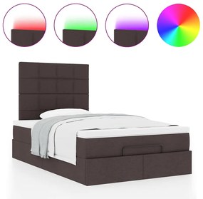 Estrutura de cama otomana com colchão 120x190cm castanho escuro