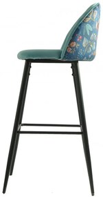 Conjunto 4 Bancos bar CARNAVAL SKY BLUE, metal, tecido veludo azul com carnaval