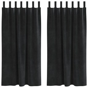 Cortinas blackout vidaXL com laços de pendurar 2 pcs Veludo Preto