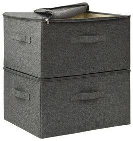 Caixas de arrumação 2 pcs 43x34x23 cm tecido antracite