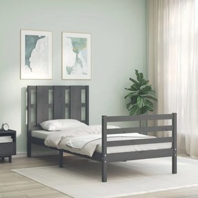 Estrutura de cama com cabeceira 100x200cm madeira maciça preto
