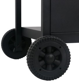 Grelhador/BBQ gás mesa de apoio 3 prateleiras preto e prateado