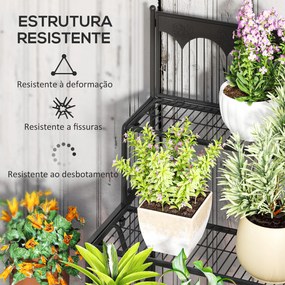 Suporte para Plantas de 3 Níveis com Desenho em Escada Suporte para Vasos de Plantas para Interior e Exterior 73x66x85 cm Preto