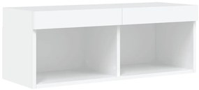 Móvel de TV com luzes LED 80x30x30 cm branco