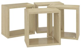 Prateleiras de parede em forma de cubo 4 pcs 26x15x26 cm sonoma