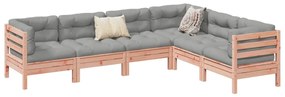vidaXL 6 pcs conj. sofás jardim c/ almofadões madeira abeto-de-douglas