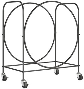 Outsunny Suporte Metálico para Lenha com Rodas para Interior e Exterior 51x30x60 cm Preto