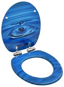 146913 vidaXL Assento sanita c/ tampa fecho suave MDF design gotas água azul