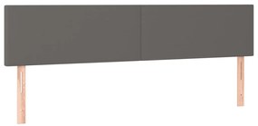 Cama box spring c/ colchão/LED 120x190cm couro artificial cinza