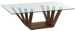 Mesa de Centro Dkd Home Decor Cristal Nogueira Alumínio 130 X 70 X 42 cm