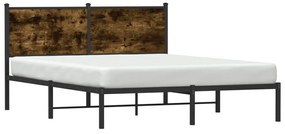 Estrutura de cama com cabeceira 140x200cm metal carvalho fumado