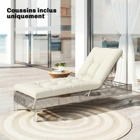 Almofada para espreguiçadeira (NÃO INCLUIDA) de praia em espuma viscoelástica com tiras, proteção UV 50+, 198 x 65 x 13 cm, bege