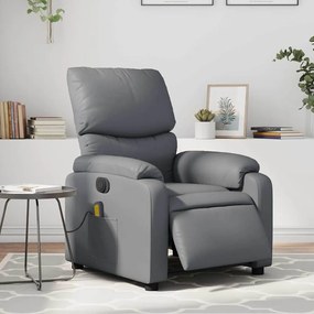Poltrona massagens reclinável elétrica couro artif. cinzento