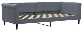 Sofá-cama c/ gavetão e colchões 90x200cm veludo cinzento-escuro