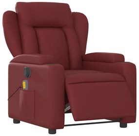 Poltrona massagens reclin. elétrica couro artif. vermelho-tinto