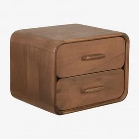 Pack De 2 Mesas De Cabeceira Flutuantes 40x30 Cm Em Madeira Aylin Castanho-acácia Escuro - Sklum