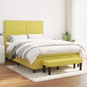 vidaXL Cama com molas/colchão 140x190 cm tecido verde-claro