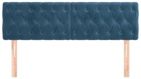 Cabeceira de cama 2 pcs veludo 80x7x78/88 cm azul-escuro