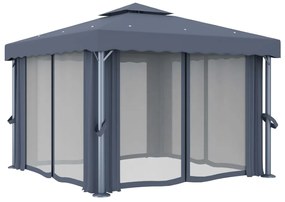 Gazebo com cortina 3x3 m alumínio antracite