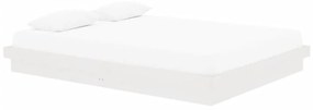 Estrutura de cama king 150x200 cm madeira maciça branco