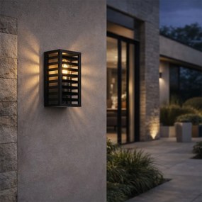 Candeeiro de parede exterior moderno preto 26 cm IP44 - Reims