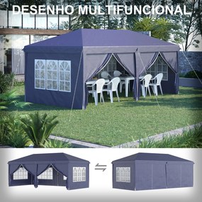 Outsunny Tenda para Festas 585x295x270 cm com Paredes Laterais Amovíve