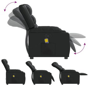 Poltrona de massagens reclinável couro artificial preto