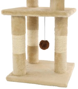 Árvore para gatos c/ postes arranhadores sisal 65 cm bege