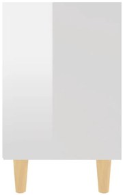 Mesas cabeceira pernas madeira 2pcs 40x30x50cm branco brilhante