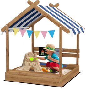 Caixa de Areia para Crianças de Madeira Caixa de Areia Infantil com To