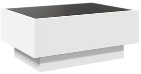 Mesa de centro c/ LEDs 70x50x30 cm derivados de madeira branco