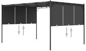Gazebo de jardim com cortina lateral 4x3x2,25m antracite