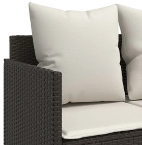 5 pcs conjunto sofás p/ jardim c/ almofadões vime PE castanho
