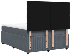 Cama com molas/colchão 140x190 cm veludo cinzento-escuro
