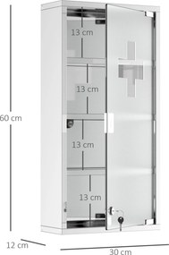 Armario de Kit de primeiros socorros em aço inoxidável para medicamentos 60x30x12cm prata