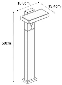 Bollard externo cinza escuro 50 cm incl. LED e solar - Sunnie Moderno