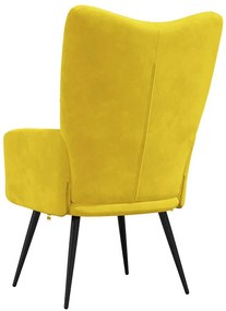 Cadeira de descanso veludo amarelo mostarda
