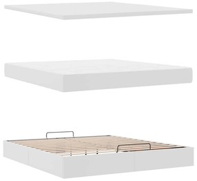 Estrutura de cama otomana com colchão branco couro falso