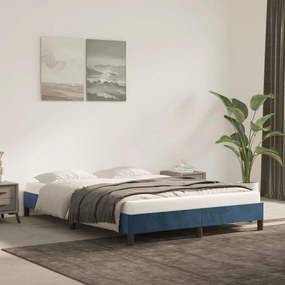 Estrutura de cama 140x200 cm veludo azul-escuro