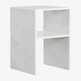 Pacote De 2 Mesas De Cabeceira Quadradas 35x35 Cm Em Mármore Gabrielle Mármore Branco Banswara - Sklum