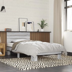 vidaXL Estrutura de cama derivados de madeira e metal cinzento sonoma