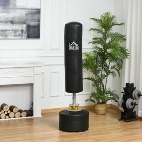 Saco de Boxe de Pé para Adultos 170 cm Altura Ajustável em 3 Níveis Punching Ball com Base Preenchível  Ø50x 170 cm Preto