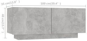 Móvel de TV com luzes LED 260x35x40 cm cinzento cimento