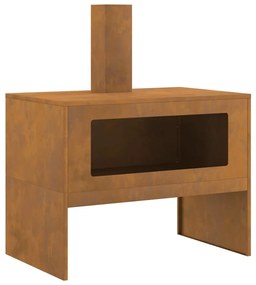 Fogueira com Chaminé 80x50x96 cm Aço Envelhecido