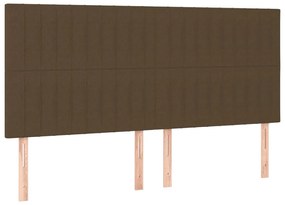 Estrutura de cama 160x200 cm tecido castanho-escuro