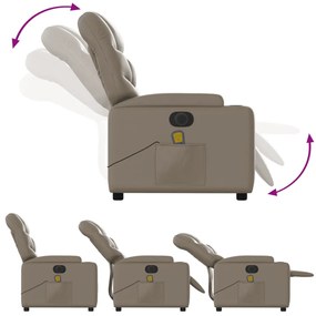 Poltrona massagens reclinável elétrica couro artif. cappuccino