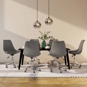 vidaXL Cadeiras de jantar giratórias 6 pcs tecido cinzento-claro