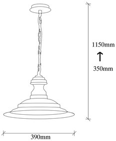Candeeiro de Teto Sivani – Vintage – Diâmetro 39 cm, Altura 115 cm